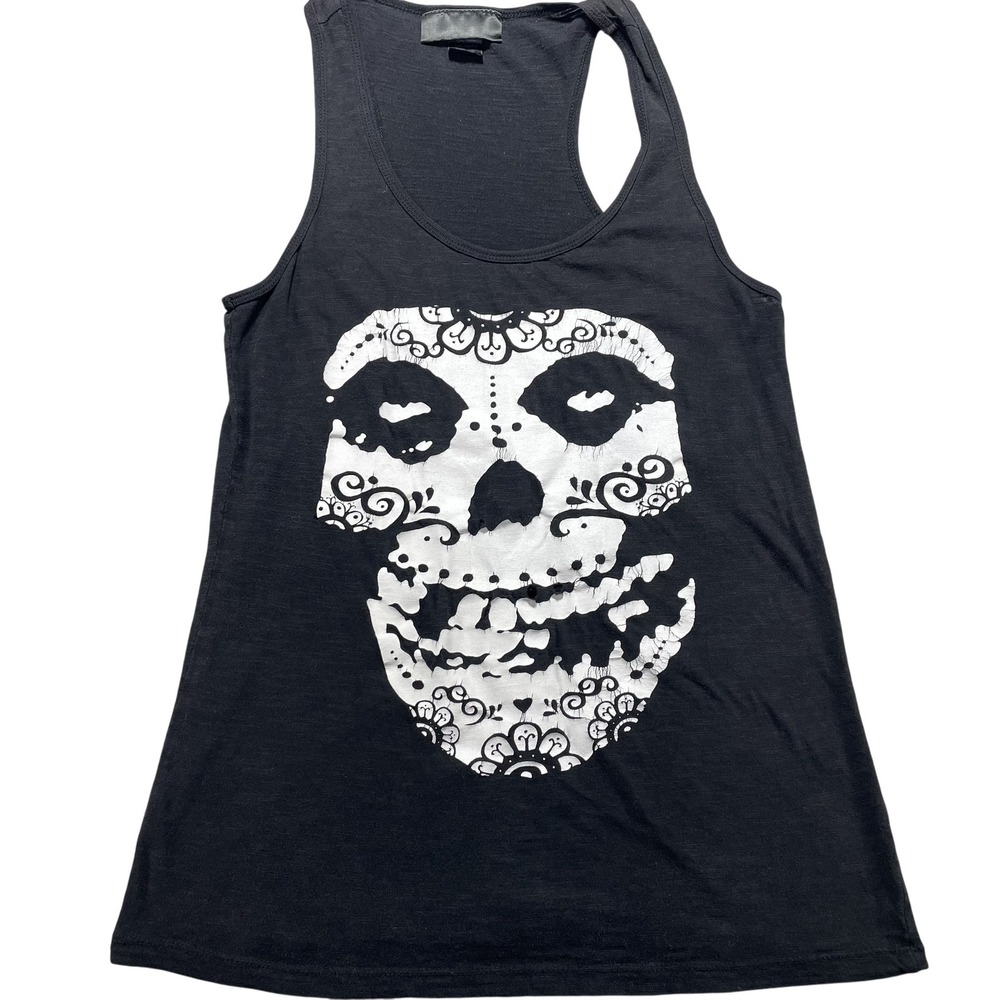Cartel Ink Tank Top Womens Large Black Skull Graphic Scoop Neck Gothic Halloween